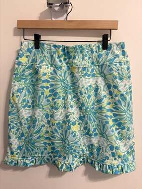 Jean-Pierre Klifa Blue Floral Ruffle Hem Golf Skort